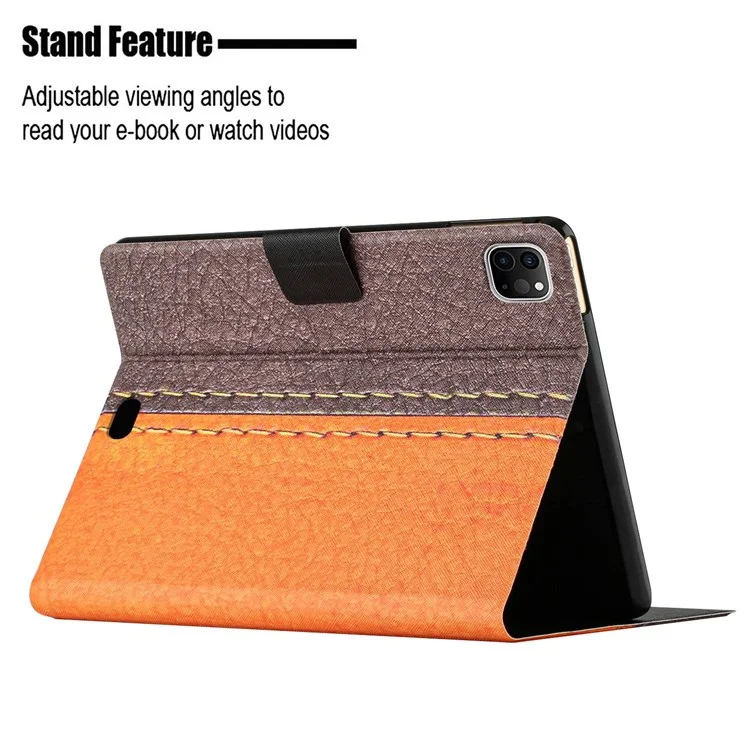 Para iPad Pro 11 (2018) / (2020) / (2021) / (2022) / iPad Air (2022) / (2020) Bi-color Splicing Stand Card Holder Leather Tablet Case Auto Wake / Sleep Cover - Orange