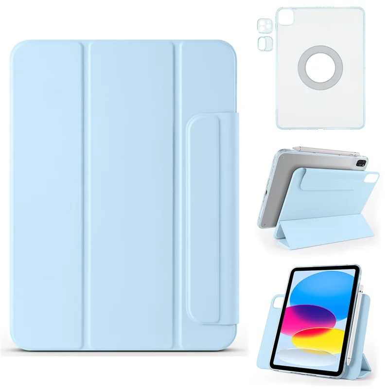 Capa de Couro para iPad Air 11 (2025) / (2024) / Air (2022) / (2020) / Pro 11 (2022) / (2020) / (2018) com Suporte Dobrável e Capa Magnética para Tablet - Azul Bebê