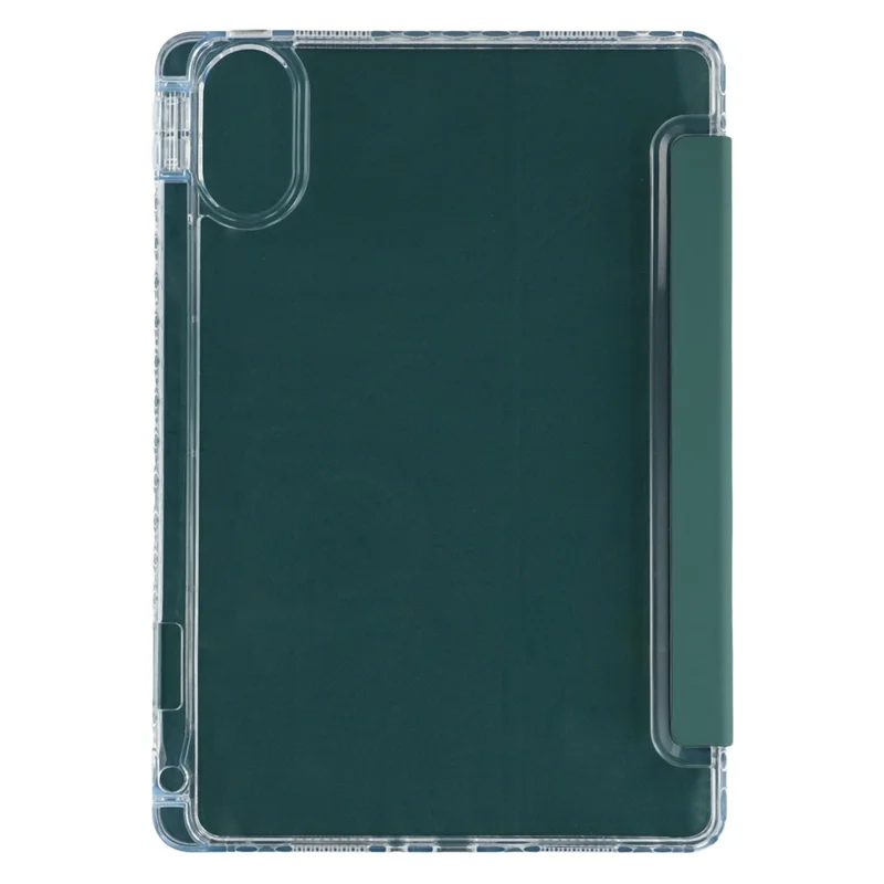 Capa para Xiaomi Redmi Pad 2 em Couro PU, Suporte Origami, Tampa Transparente para Tablet - Verde Escuro