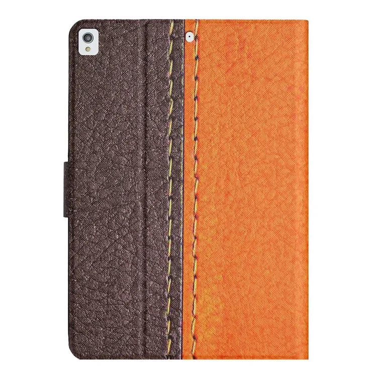 For iPad 10.2 (2021) / (2020) / iPad Air 10.5 inch (2019) Auto Wake / Sleep Tablet Case Bi-color Splicing PU Leather Stand Card Holder Cover - Orange