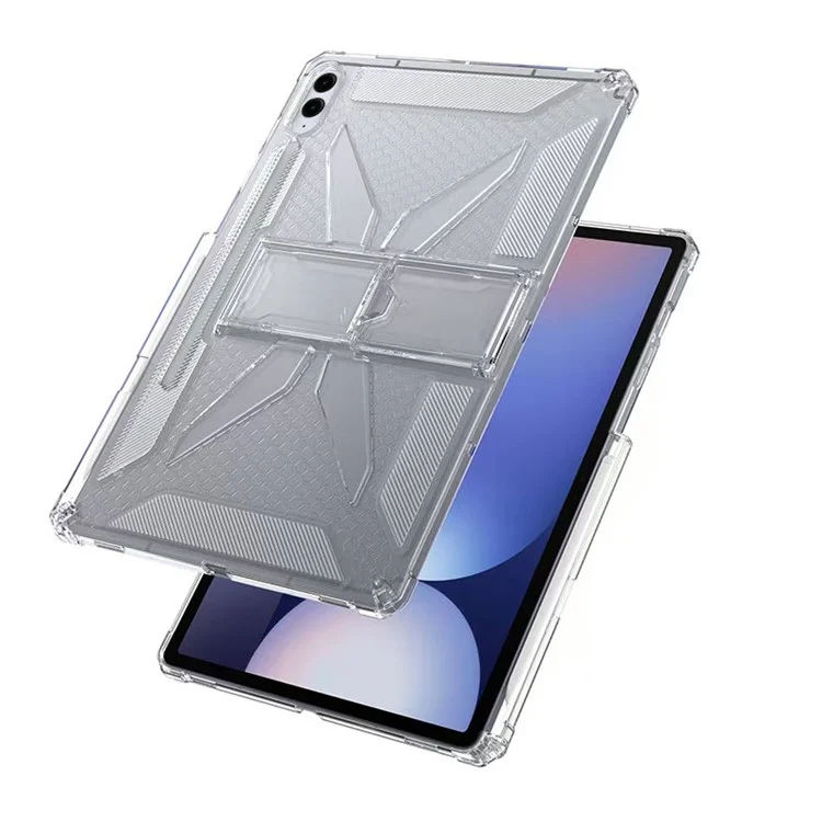 For Samsung Galaxy Tab S10 FE  /  S9 FE Clear Case Kickstand Shockproof TPU + PC Tablet Cover with Pen Slot