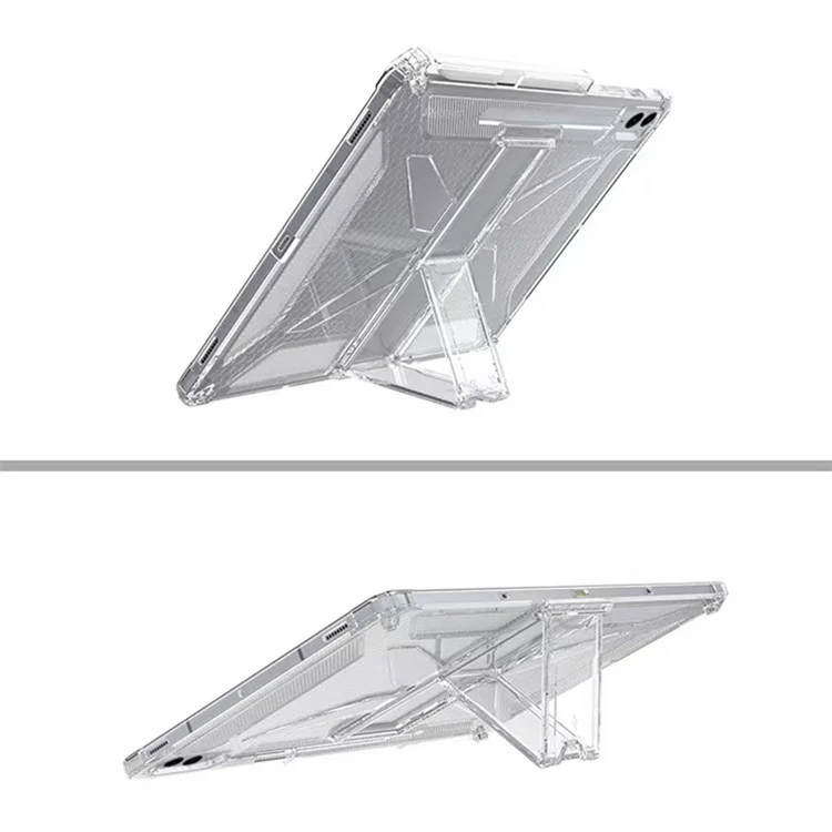For Samsung Galaxy Tab S10 FE  /  S9 FE Clear Case Kickstand Shockproof TPU + PC Tablet Cover with Pen Slot