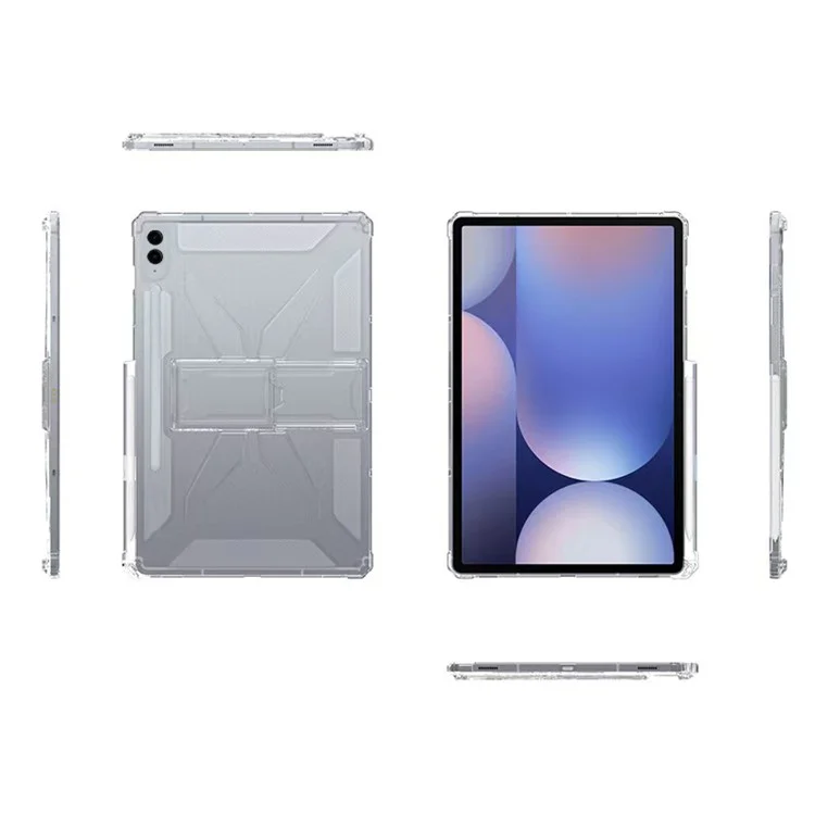 For Samsung Galaxy Tab S10 FE  /  S9 FE Clear Case Kickstand Shockproof TPU + PC Tablet Cover with Pen Slot