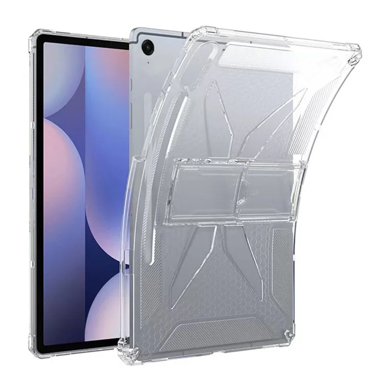 Pour Samsung Galaxy Tab S10 FE+ Étui Transparent Antichoc avec Béquille TPU + PC Housse de Tablette avec Emplacement pour Stylo