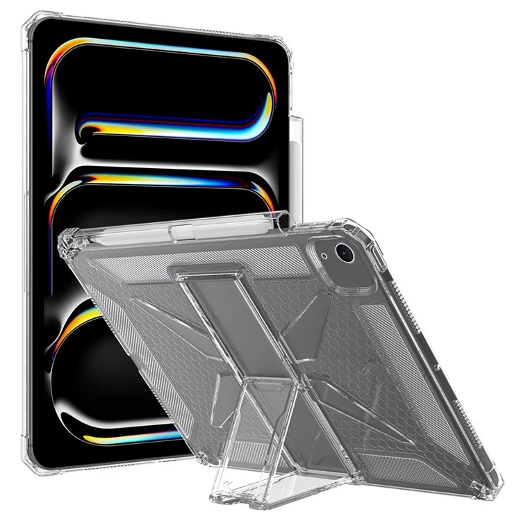 Capa para iPad Air 13 (2025) / (2024) Transparente com Suporte, Resistente a Choques, TPU + PC, com Compartimento para Caneta