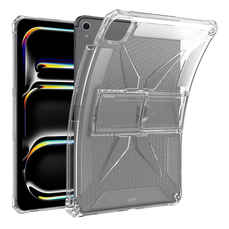 Capa para iPad Air 13 (2025) / (2024) Transparente com Suporte, Resistente a Choques, TPU + PC, com Compartimento para Caneta