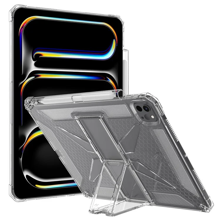 Clear Case For iPad Pro 11 (2022)  /  (2021)  /  (2020) Kickstand Shockproof TPU + PC Tablet Cover with Pen Slot