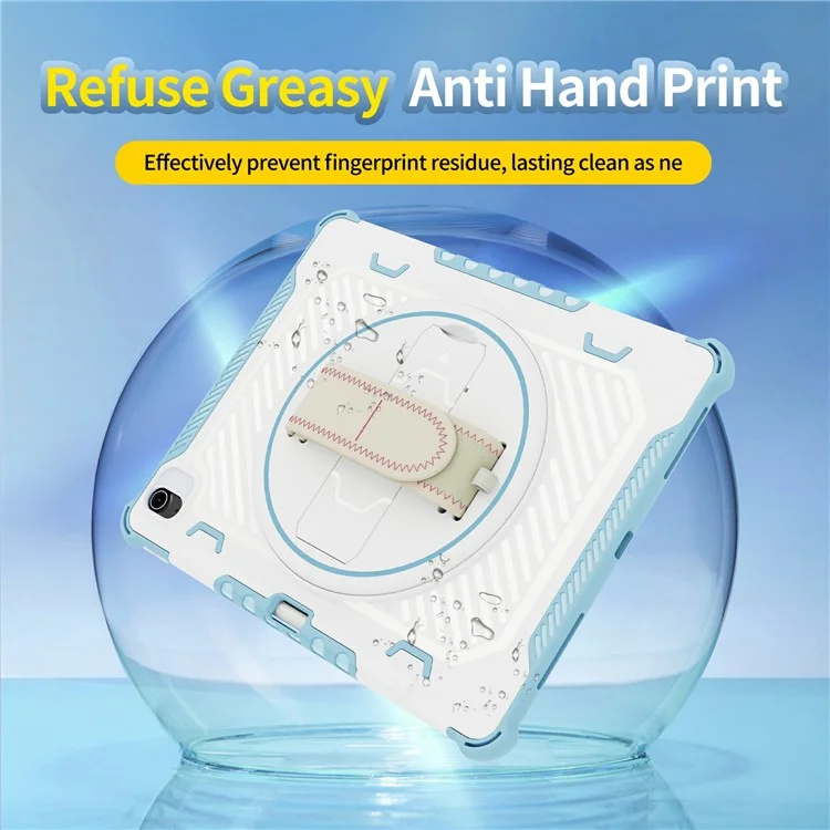 For iPad Air 13 (2025)  /  (2024) Case Kickstand PC + TPU Shockproof Tablet Cover With Hand Strap - Sky Blue