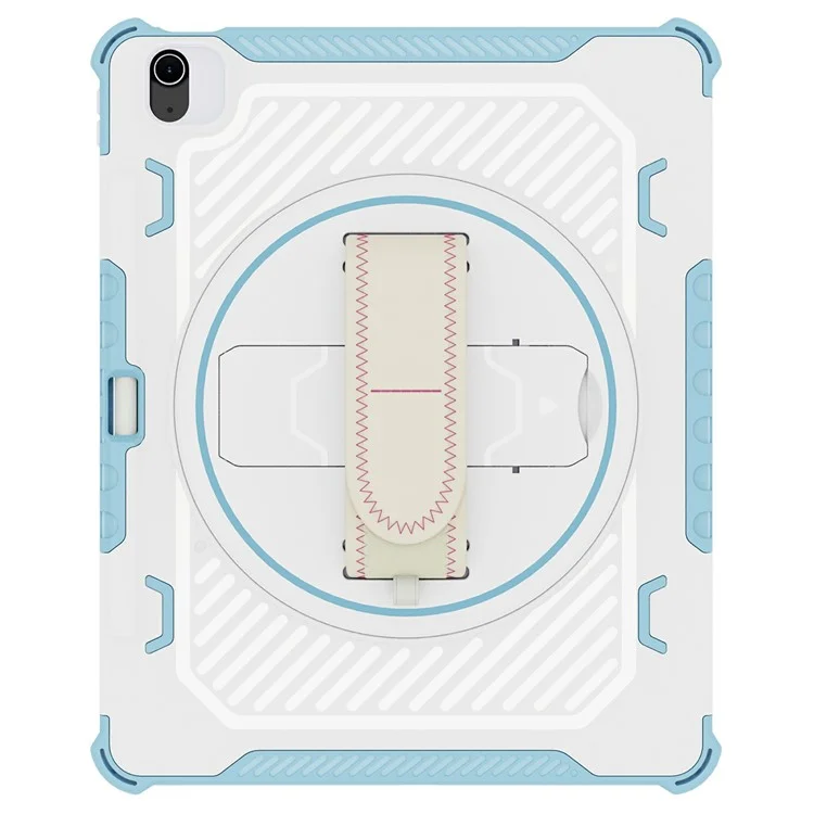 For iPad Air 13 (2025)  /  (2024) Case Kickstand PC + TPU Shockproof Tablet Cover With Hand Strap - Sky Blue
