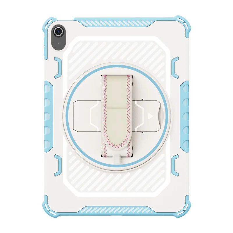 Чехол для iPad Air 11 (2025) / (2024) с подставкой из ПК + TPU, противоударный, с ремешком для руки - Небесно-голубой