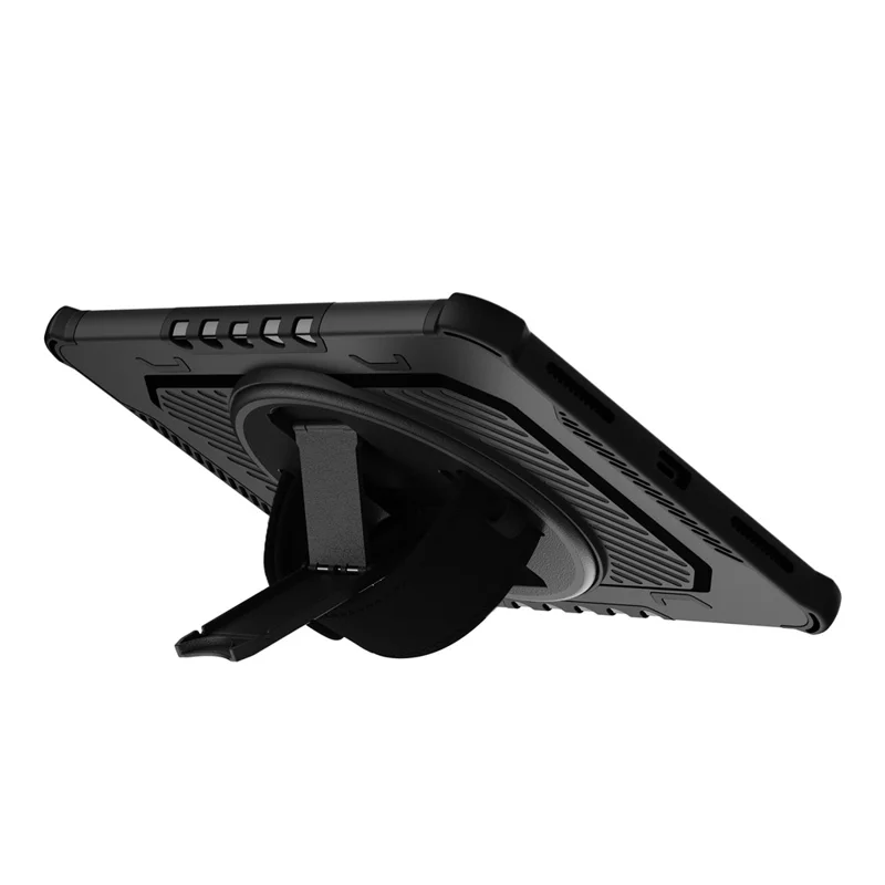 For iPad Air 11 (2026) / (2025) / (2024) Case Kickstand PC + TPU Shockproof Tablet Cover With Hand Strap - Black