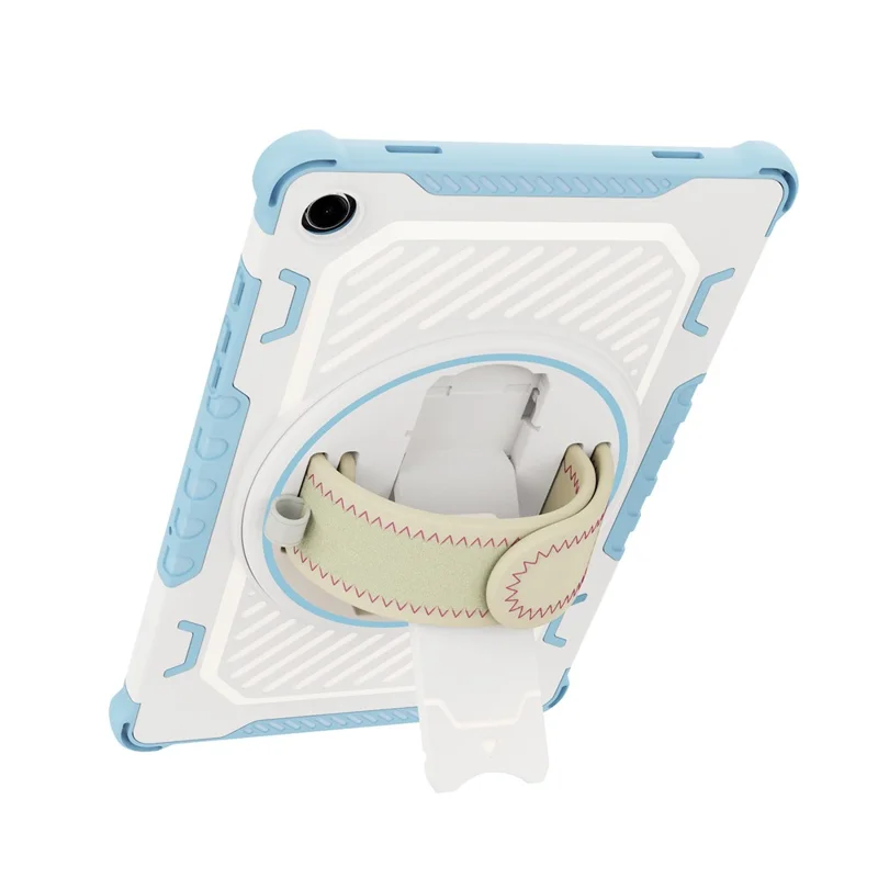 For Samsung Galaxy Tab A11+ / A9+ Case Kickstand PC + TPU Shockproof Tablet Cover With Hand Strap - Sky Blue