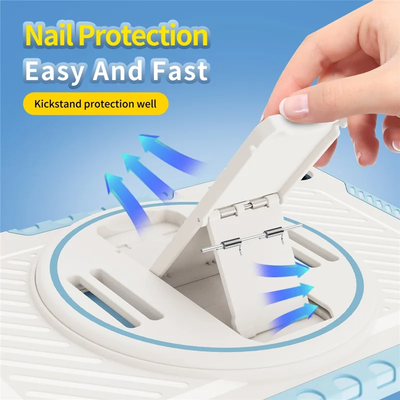 For Samsung Galaxy Tab A11+ / A9+ Case Kickstand PC + TPU Shockproof Tablet Cover With Hand Strap - Sky Blue