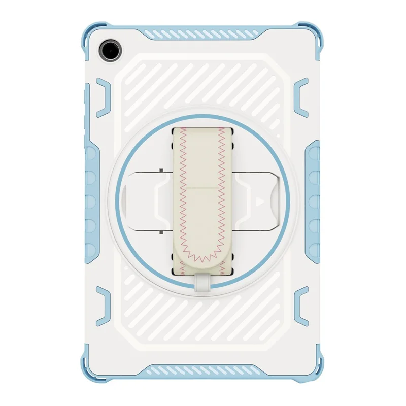 For Samsung Galaxy Tab A11+ / A9+ Case Kickstand PC + TPU Shockproof Tablet Cover With Hand Strap - Sky Blue