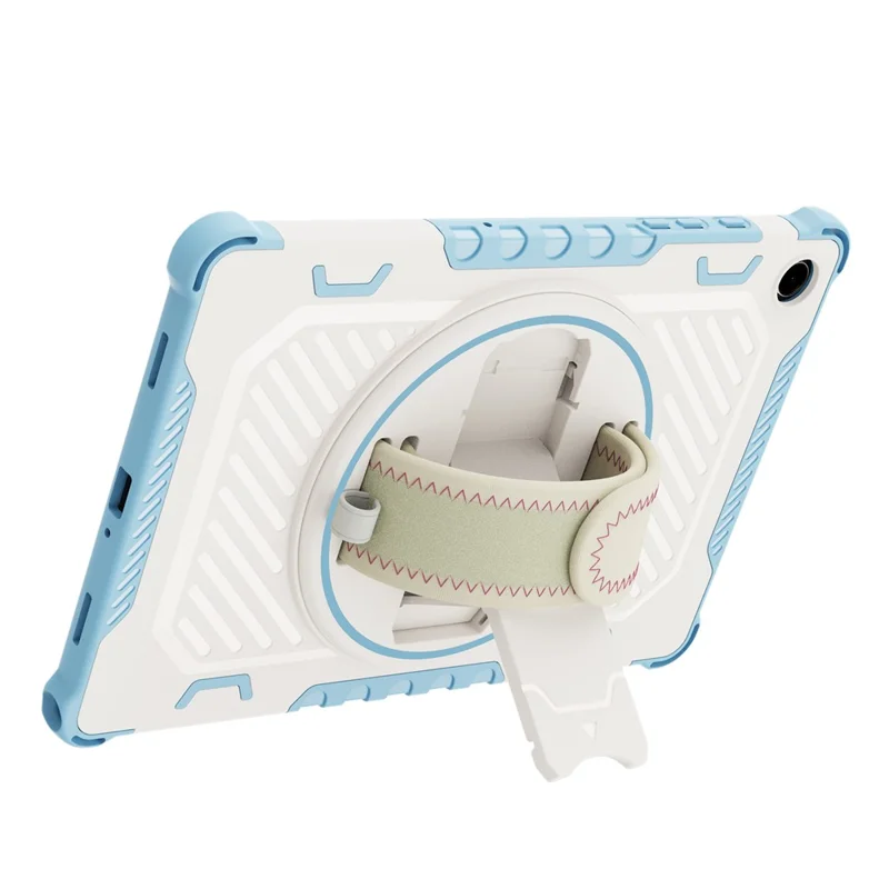 For Samsung Galaxy Tab A11+ / A9+ Case Kickstand PC + TPU Shockproof Tablet Cover With Hand Strap - Sky Blue