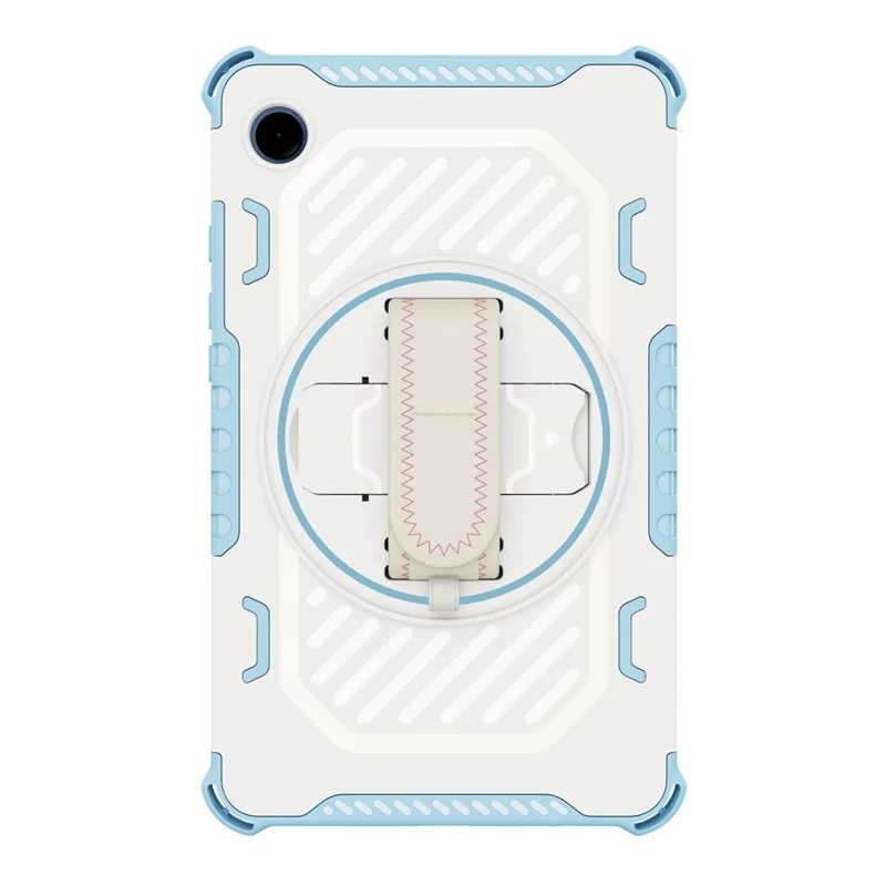 For Samsung Galaxy Tab A11 / A9 Case Kickstand PC + TPU Shockproof Tablet Cover With Hand Strap - Sky Blue