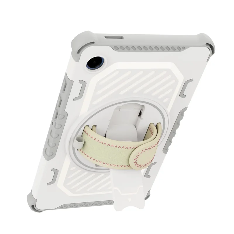 For Samsung Galaxy Tab A9 Case Kickstand PC + TPU Shockproof Tablet Cover With Hand Strap - Grey