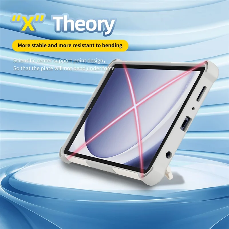 For Samsung Galaxy Tab A9 Case Kickstand PC + TPU Shockproof Tablet Cover With Hand Strap - Grey