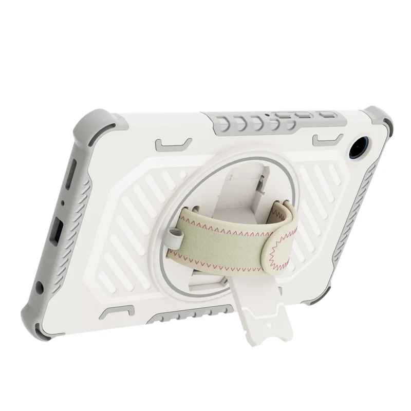 For Samsung Galaxy Tab A9 Case Kickstand PC + TPU Shockproof Tablet Cover With Hand Strap - Grey