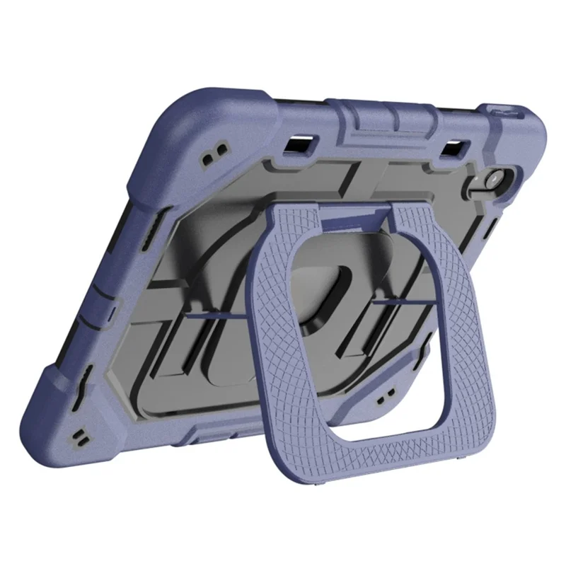 For iPad (2025) / 10.9 (2022) Case Kickstand Silicone + PC Shockproof Protective Tablet Cover - Navy Blue + Black