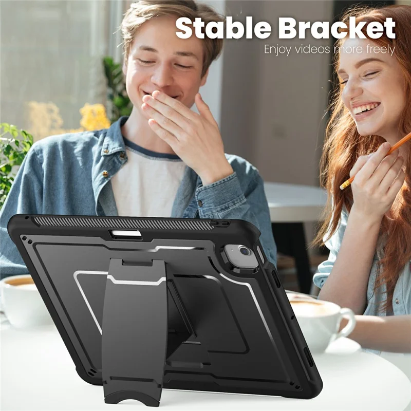 Capa para iPad Air 13 (2025) / (2024) com Suporte Oculto de Liga de Zinco, Capa de Tablet PC + TPE com Alça de Ombro - Preto