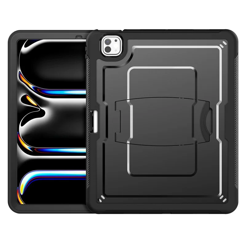 Funda para iPad Pro 13 (2024) de PC + TPE con Soporte Oculto de Aleación de Zinc - Negro