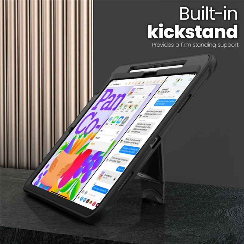 Funda para iPad Pro 13 (2024) de PC + TPE con Soporte Oculto de Aleación de Zinc - Negro