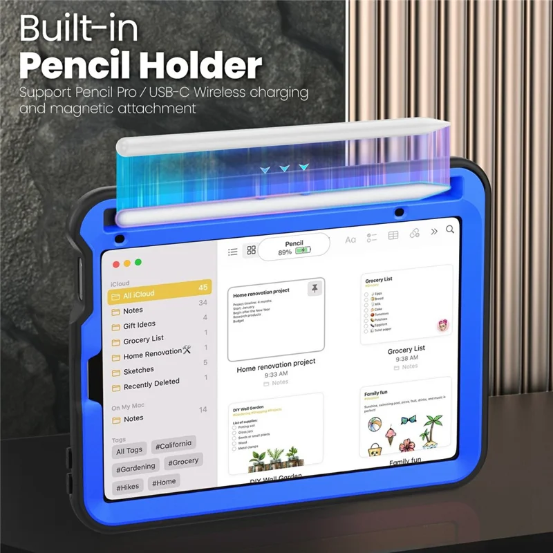 For iPad mini (2024) / (2021) Case PC + TPE Tablet Cover with Hidden Zinc Alloy Kickstand - Dark Blue