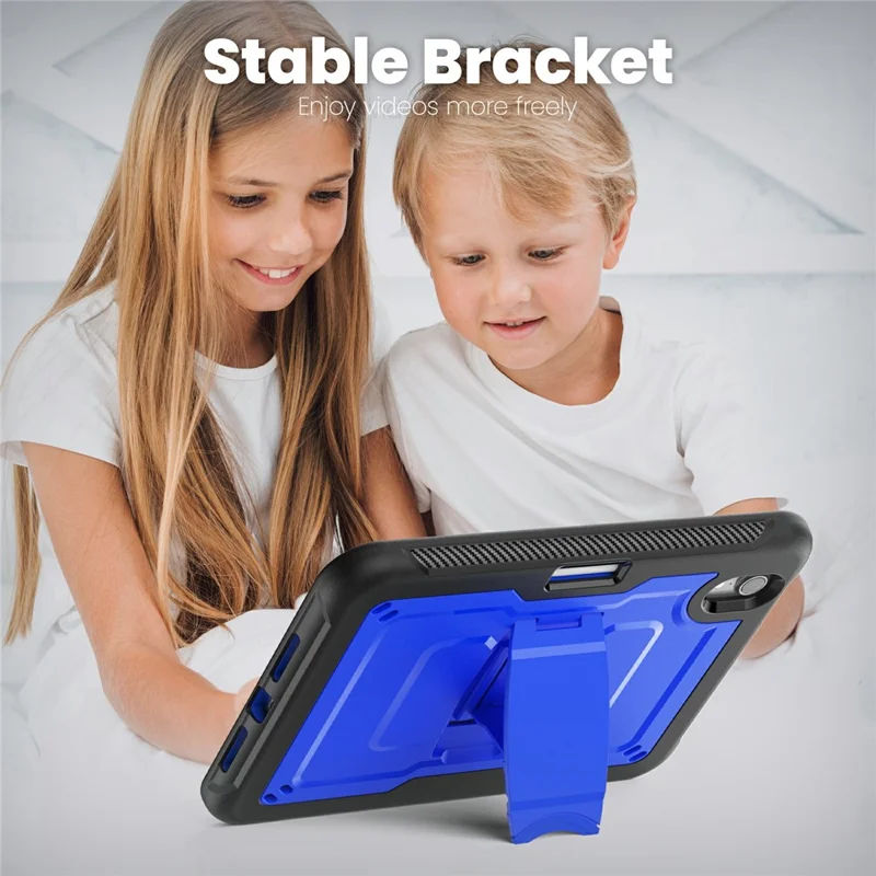 For iPad mini (2024) / (2021) Case PC + TPE Tablet Cover with Hidden Zinc Alloy Kickstand - Dark Blue
