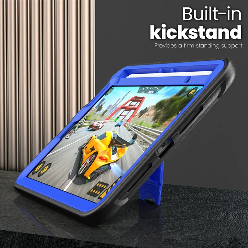 For iPad mini (2024) / (2021) Case PC + TPE Tablet Cover with Hidden Zinc Alloy Kickstand - Dark Blue