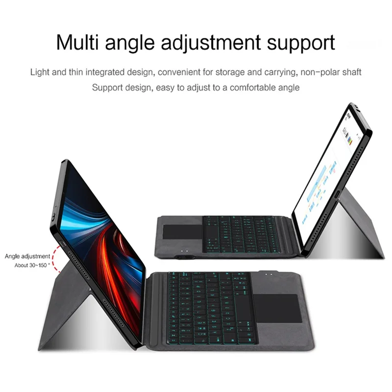 For Honor Pad GT Leather Case + Touchpad Bluetooth-Compatible Keyboard with Backlit
