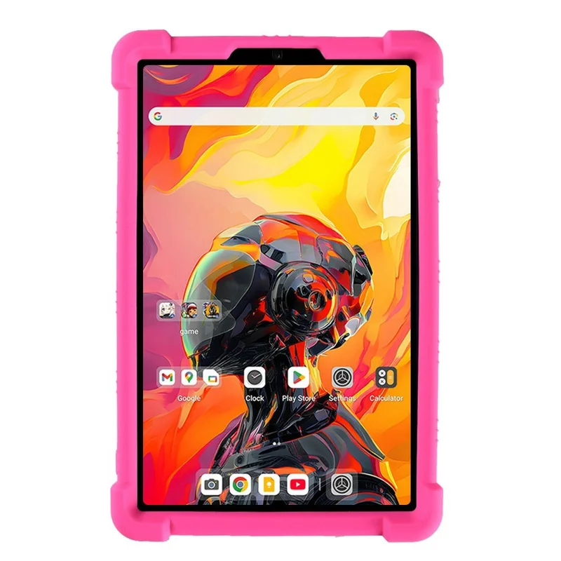 For Alldocube iPlay 70 mini Ultra Silicone Case with Kickstand Rugged Protective Cover - Rose