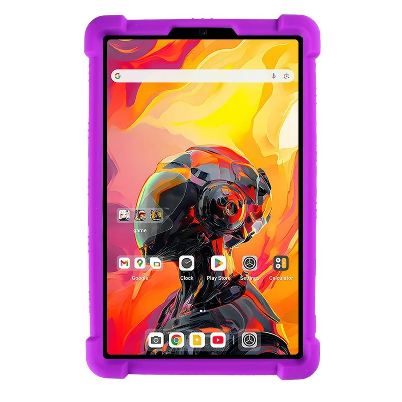 For Alldocube iPlay 70 mini Ultra Silicone Case with Kickstand Rugged Protective Cover - Purple