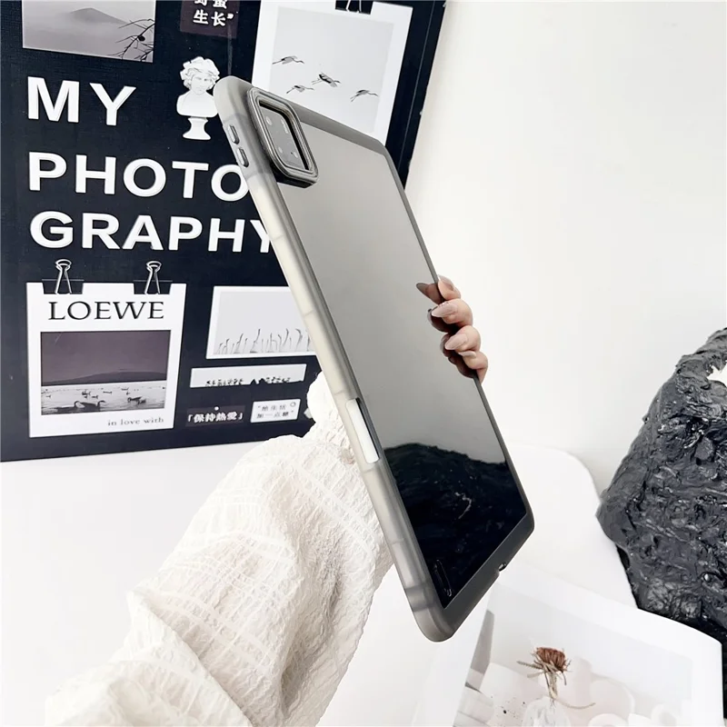 Funda para Xiaomi Pad 6S Pro 12.4 Transparente TPU Anti Caída Cubierta de Tableta con Soporte para Lápiz - Negro Transparente