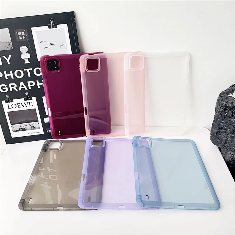 Funda para Xiaomi Pad 6S Pro 12.4 Transparente TPU Anti Caída Cubierta de Tableta con Soporte para Lápiz - Negro Transparente