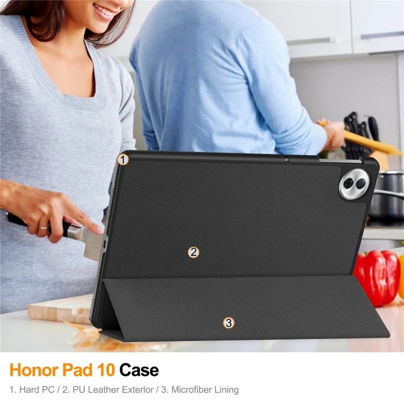 For Honor Pad 10 Case Anti-Drop Leather Stand Tablet Cover - Black