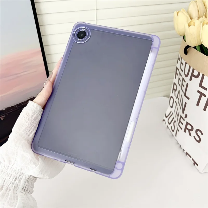 Для чехла для планшета Samsung Galaxy Tab A9 Clear TPU Anti Drop с держателем для карандаша - прозрачный фиолетовый