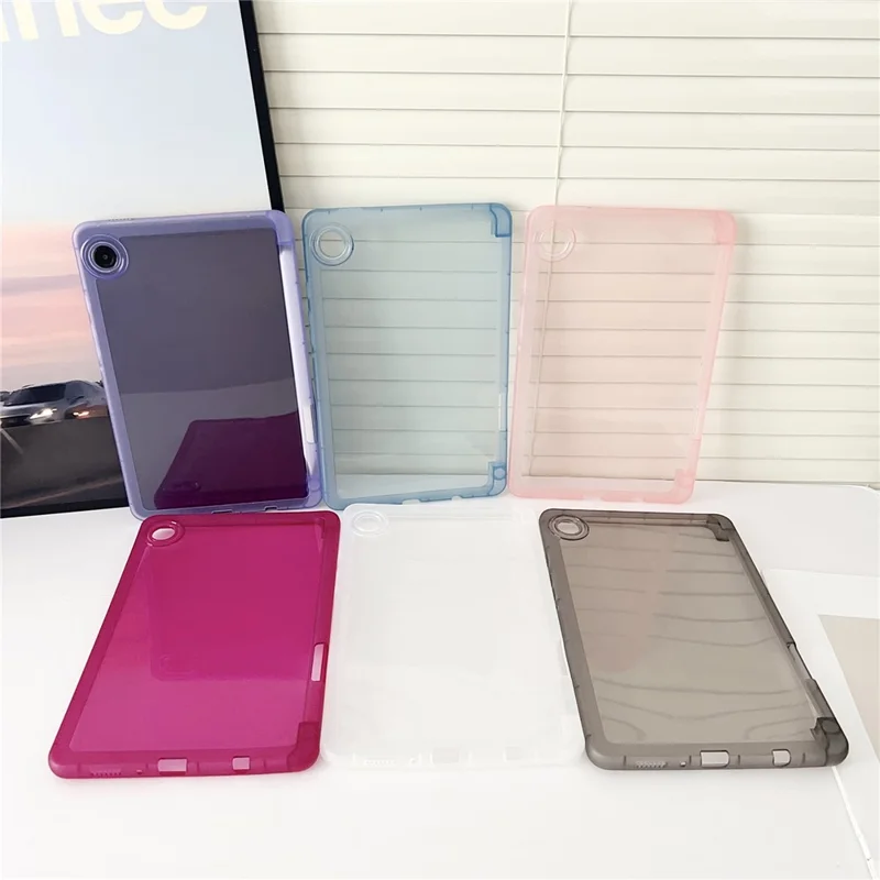 Для чехла для планшета Samsung Galaxy Tab A9 Clear TPU Anti Drop с держателем для карандаша - прозрачный фиолетовый