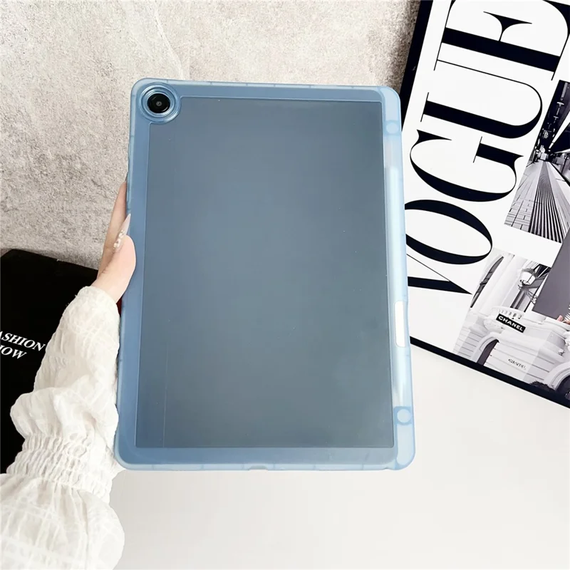 Для чехла Samsung Galaxy Tab A9+ прозрачный ТПУ противоударный чехол для планшета с держателем для карандаша - прозрачный синий
