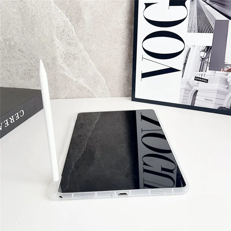 For Samsung Galaxy Tab A9+ Case Clear TPU Anti Drop Tablet Cover with Pencil Holder - Transparent White