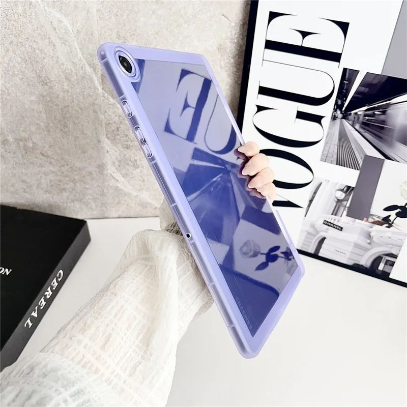 For Samsung Galaxy Tab A9+ Case Clear TPU Anti Drop Tablet Cover with Pencil Holder - Transparent White