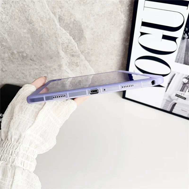 For Samsung Galaxy Tab A9+ Case Clear TPU Anti Drop Tablet Cover with Pencil Holder - Transparent White