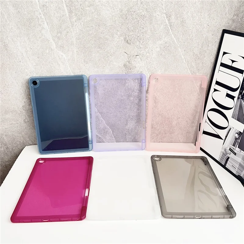 For Samsung Galaxy Tab A9+ Case Clear TPU Anti Drop Tablet Cover with Pencil Holder - Transparent White