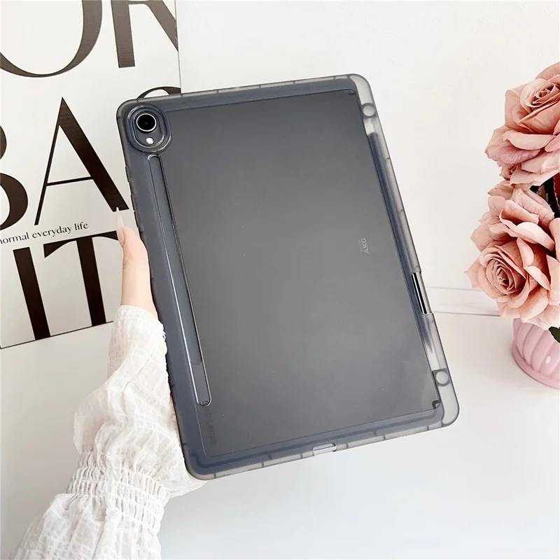 Funda para Samsung Galaxy Tab S9 de TPU transparente antideslizante con soporte para lápiz - Negro transparente