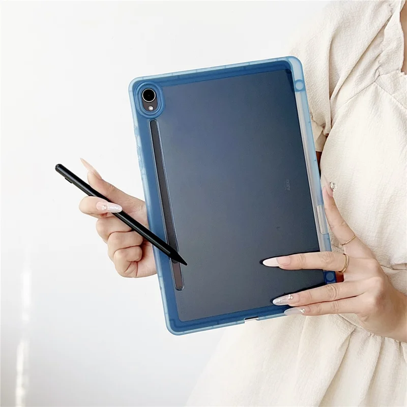 Funda para Samsung Galaxy Tab S9 de TPU transparente antideslizante con soporte para lápiz - Negro transparente