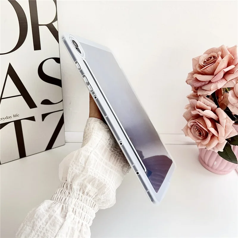 Funda para Samsung Galaxy Tab S9 de TPU transparente antideslizante con soporte para lápiz - Negro transparente