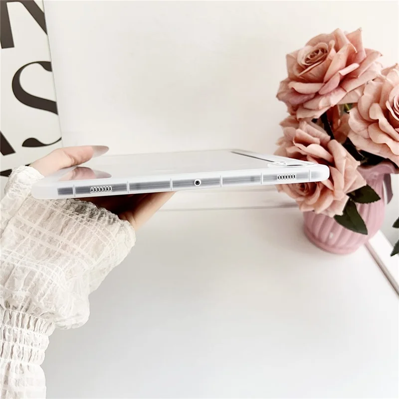 Funda para Samsung Galaxy Tab S9 de TPU transparente antideslizante con soporte para lápiz - Negro transparente