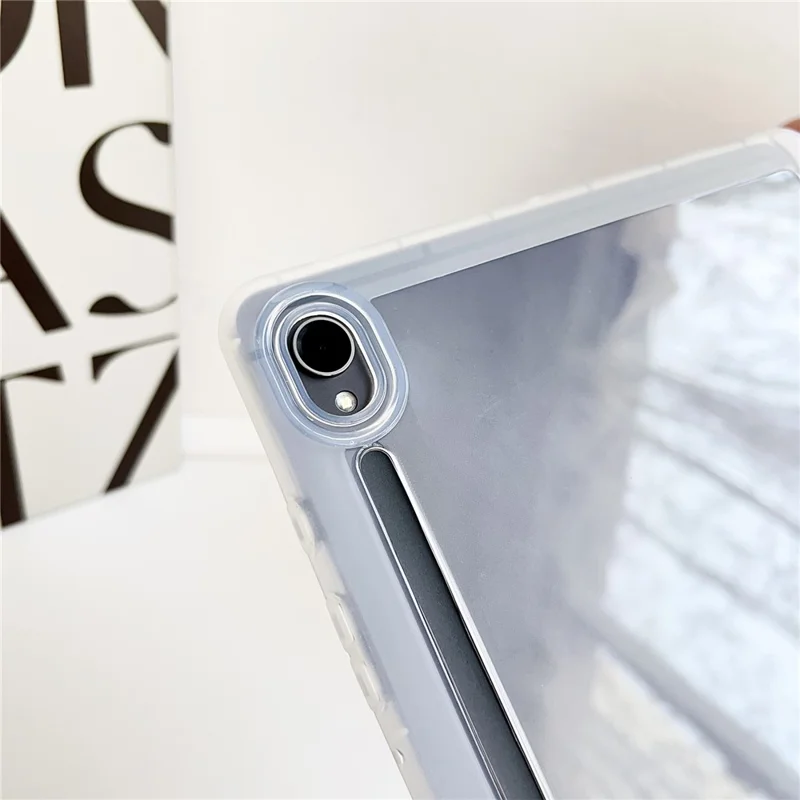 Funda para Samsung Galaxy Tab S9 de TPU transparente antideslizante con soporte para lápiz - Negro transparente