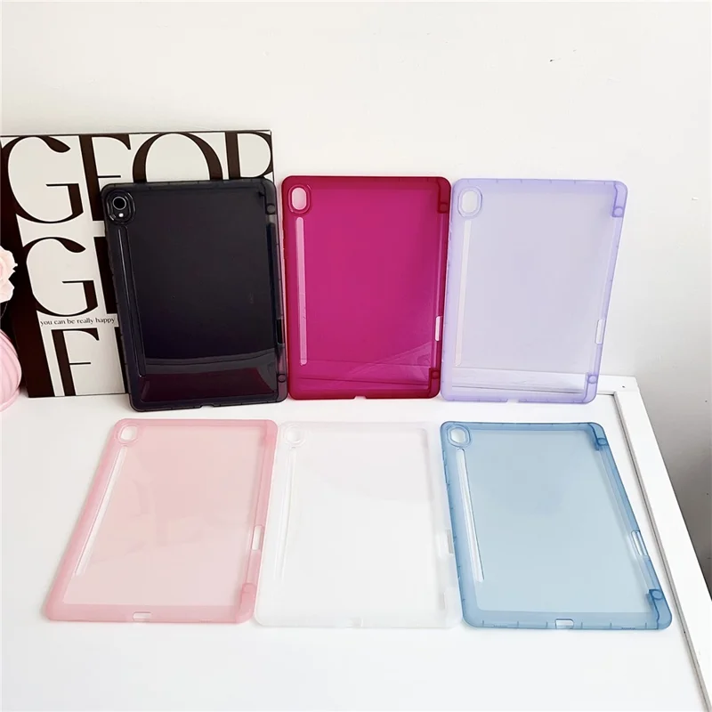 Funda para Samsung Galaxy Tab S9 de TPU transparente antideslizante con soporte para lápiz - Negro transparente
