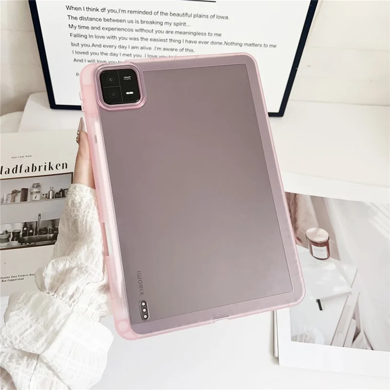 Per Xiaomi Pad 6 / Pad 6 Pro Custodia Trasparente TPU Anti Caduta Copertura Tablet con Portapenna - Rosa Trasparente
